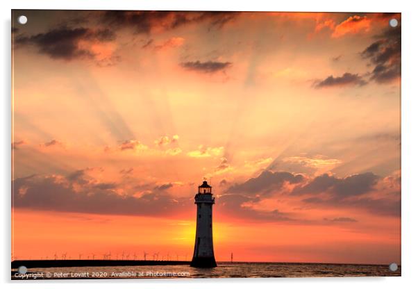 Fort Perch Rock Lighthouse Sunset Acrylic by Peter Lovatt  LRPS