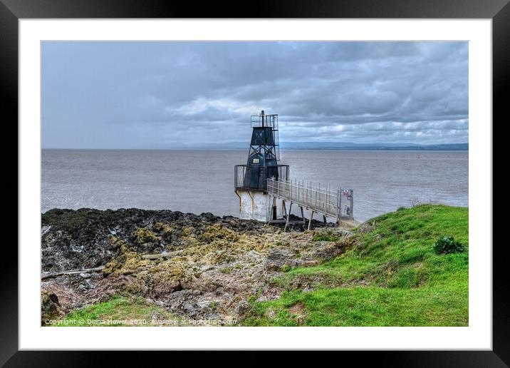 Portishead beach and Battery point lighthouse Framed Mounted Print by Diana Mower
