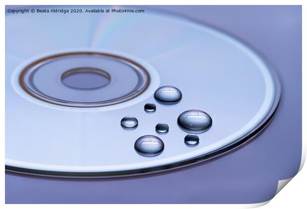 CD with water droplets Print by Beata Aldridge