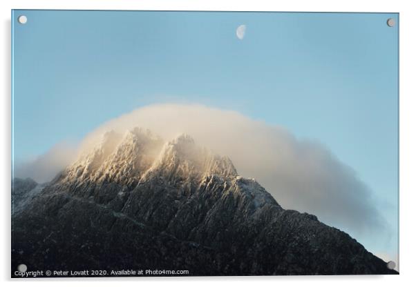Tryfan Cap Cloud and Moon Acrylic by Peter Lovatt  LRPS