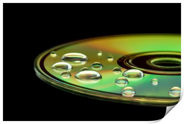 CD with water droplets Print by Beata Aldridge