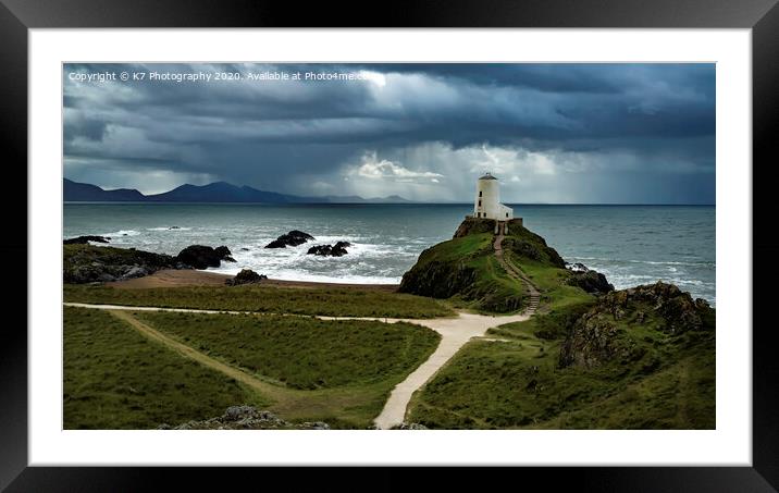 Storm over the Rivals from Llanddwyn island, Angle Framed Mounted Print by K7 Photography