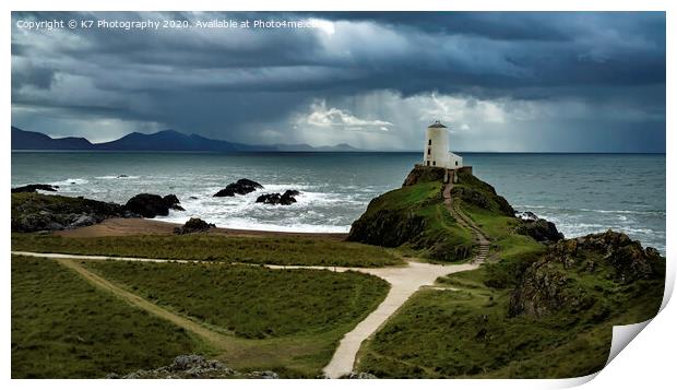 Storm over the Rivals from Llanddwyn island, Angle Print by K7 Photography