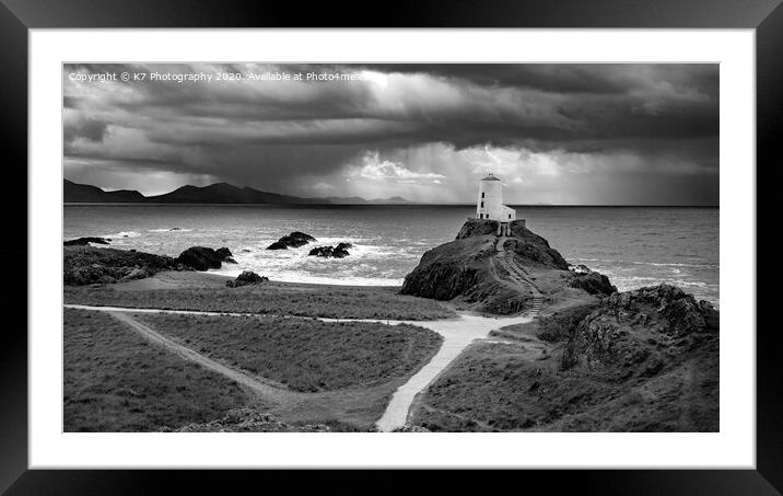 Storm over the Rivals from Llanddwyn island, Angle Framed Mounted Print by K7 Photography