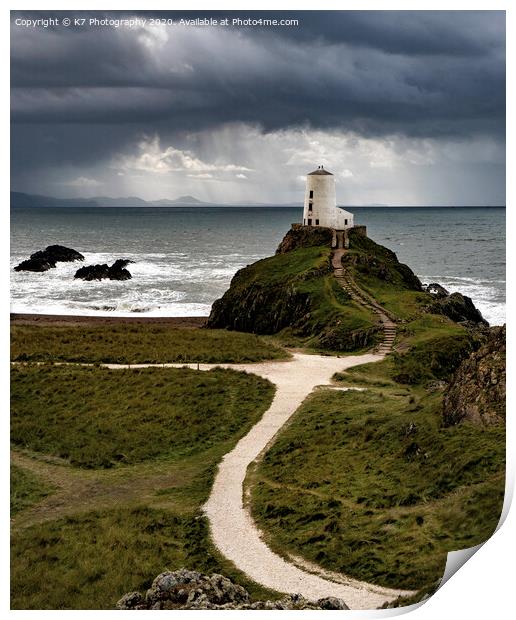 Llanddwyn Lighthouse, Anglesey Print by K7 Photography