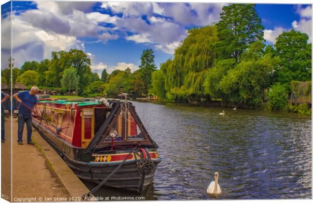 Canal boat  Canvas Print by Ian Stone