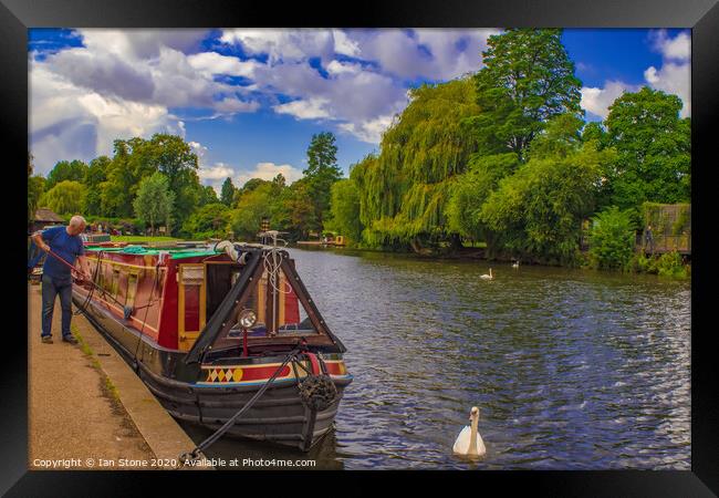 Canal boat  Framed Print by Ian Stone
