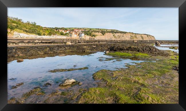 Rock pool panorama at Robin Hoods Bay Framed Print by Jason Wells