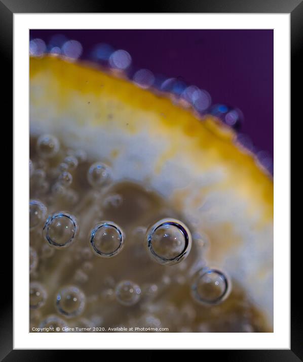 Bubbles on lemon #3 Framed Mounted Print by Claire Turner