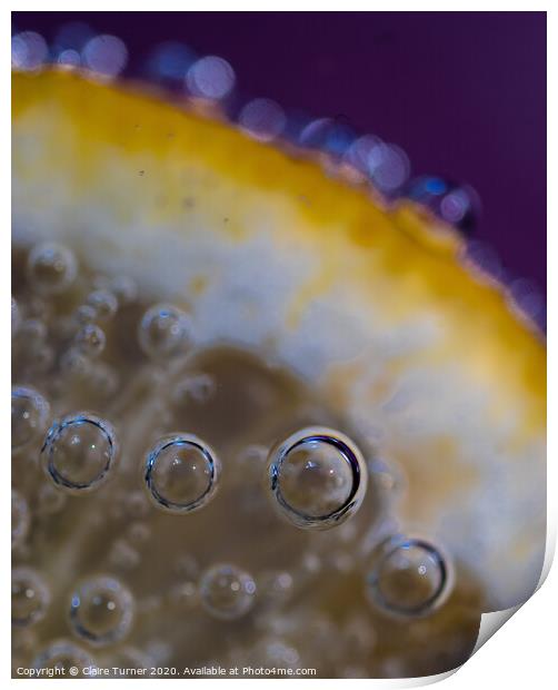 Bubbles on lemon #3 Print by Claire Turner