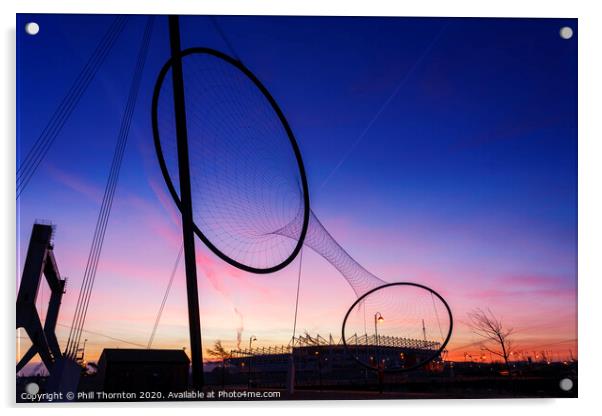 Sunrise behind the tees Valley Giant, Temenos Acrylic by Phill Thornton