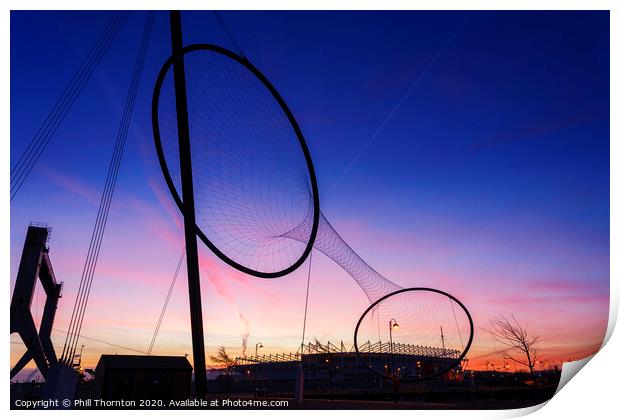 Sunrise behind the tees Valley Giant, Temenos Print by Phill Thornton