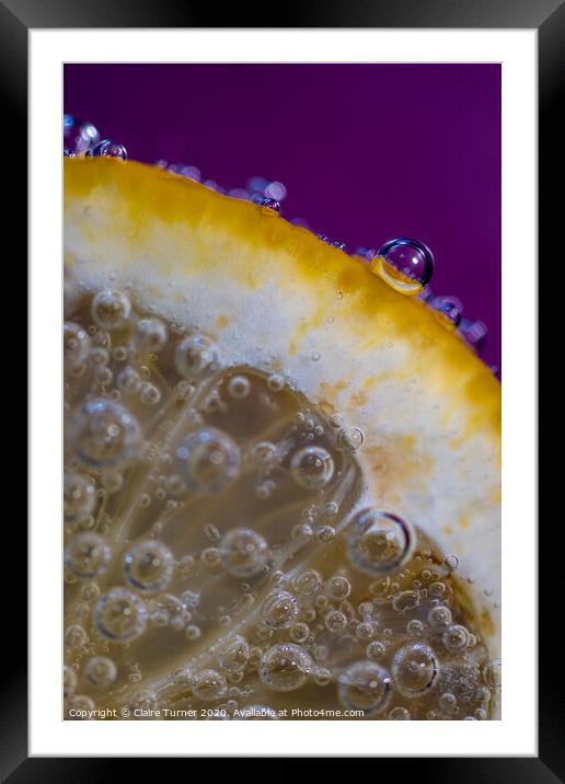 Bubbles on lemon #4 Framed Mounted Print by Claire Turner