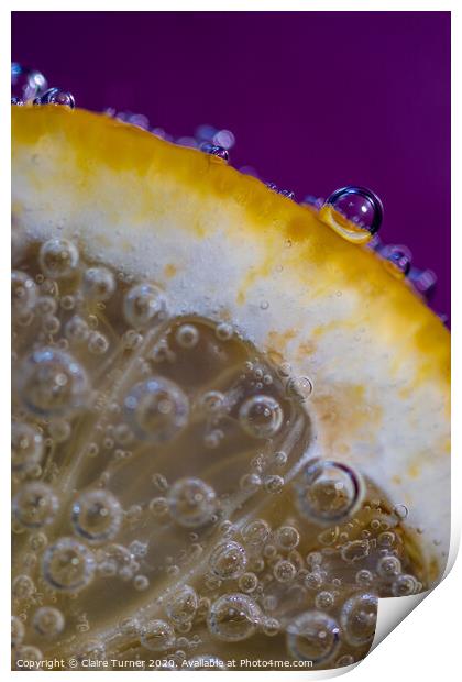 Bubbles on lemon #4 Print by Claire Turner