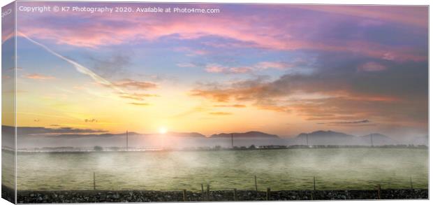 Sunrise over the Mountains of Snowdonia Canvas Print by K7 Photography
