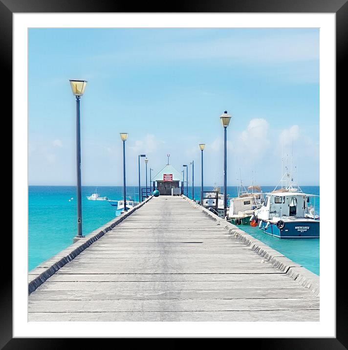 Barbados Oistins Jetty Framed Mounted Print by Louise Godwin
