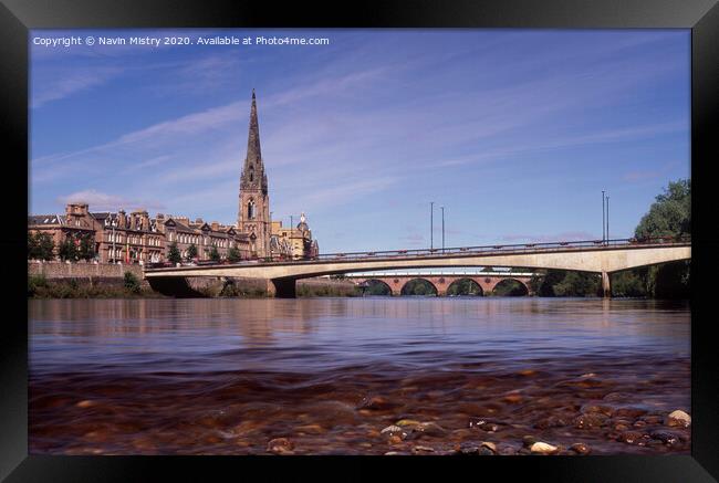 A view of the River Tay and Perth, Scotland Framed Print by Navin Mistry