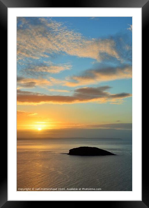 Sunrise & Clouds Over Looe Bay. Framed Mounted Print by Neil Mottershead