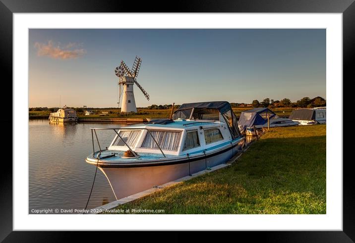 Evening light over Thurne Mill Framed Mounted Print by David Powley