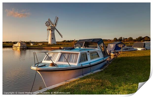 Evening light over Thurne Mill Print by David Powley