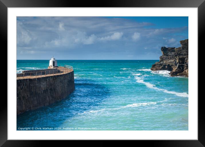 Portreath harbour and the historic 'Monkey Hut' Framed Mounted Print by Chris Warham