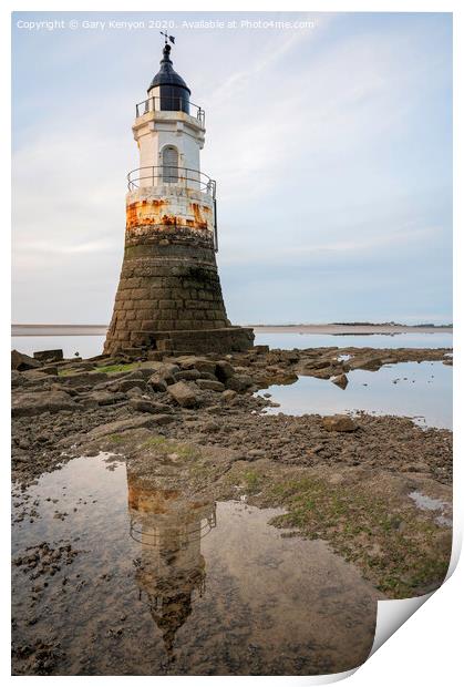 Plover Scar Lighthouse Print by Gary Kenyon