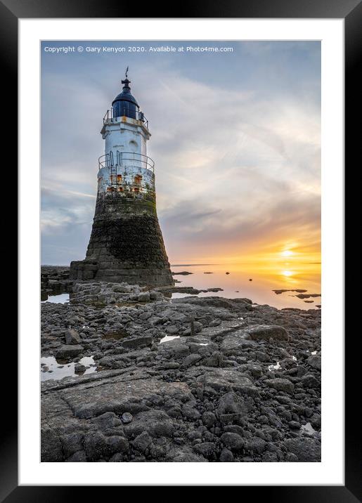 Sunset Plover Scar Lighthouse  Framed Mounted Print by Gary Kenyon
