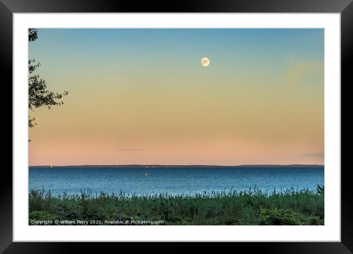 Moon Padanaram View Ocean Dartmouth Massachusetts Framed Mounted Print by William Perry