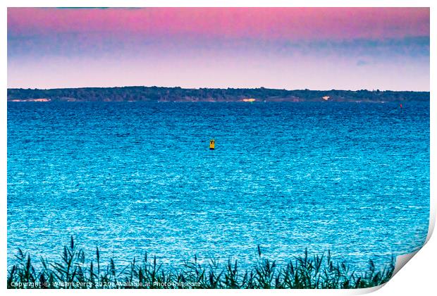 Padanaram Sunset Yellow Buoy Ocean Dartmouth Massachusetts Print by William Perry