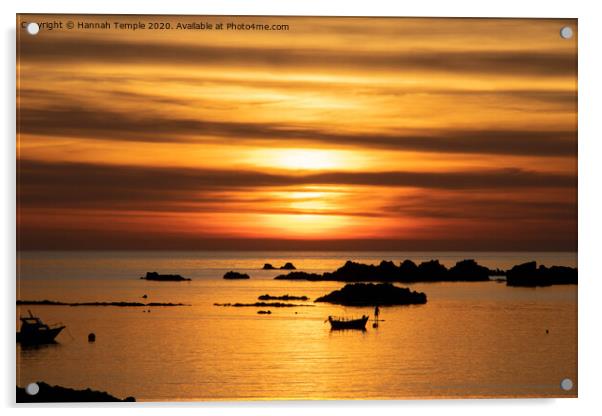 Sunset at Cobo Bay Acrylic by Hannah Temple