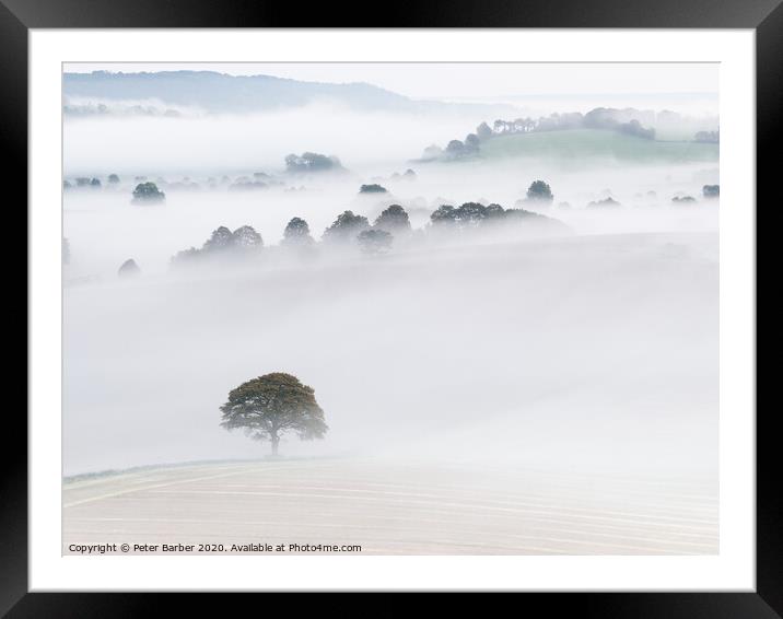 South Downs Mist Layers Framed Mounted Print by Peter Barber