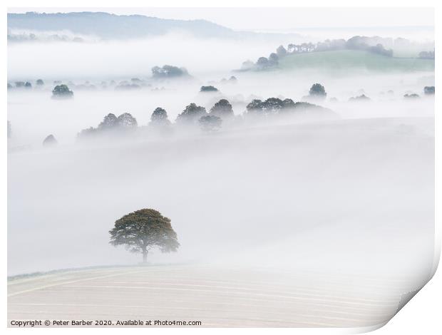 South Downs Mist Layers Print by Peter Barber
