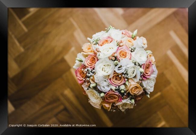 Colorful isolated bridal bouquet for a wedding Framed Print by Joaquin Corbalan