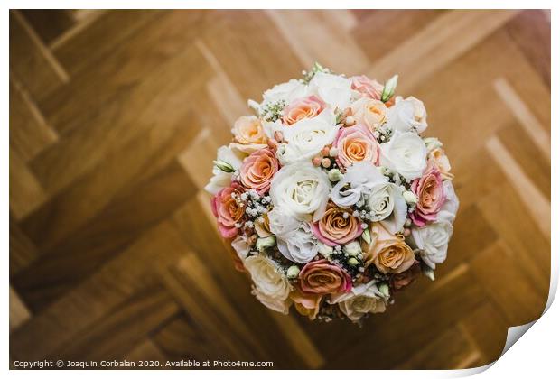 Colorful isolated bridal bouquet for a wedding Print by Joaquin Corbalan