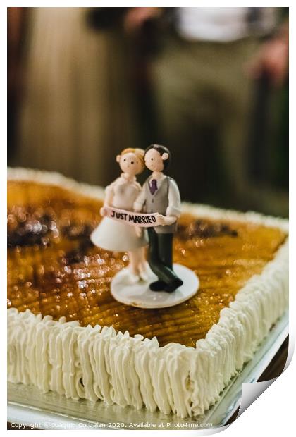 Desserts and wedding cake with very sweet cupcakes at an event. Print by Joaquin Corbalan