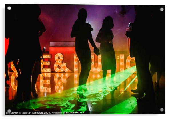 Young people dancing in night club Acrylic by Joaquin Corbalan