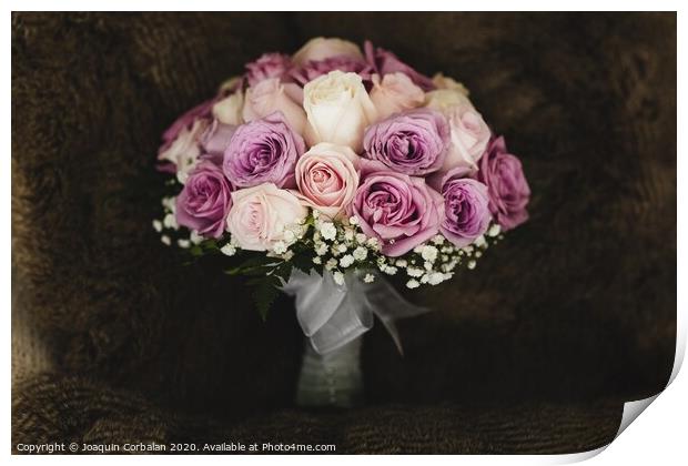 Colorful isolated bridal bouquet for a wedding Print by Joaquin Corbalan