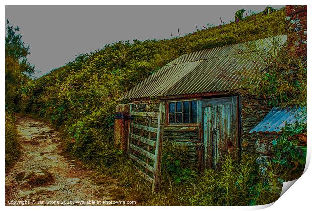 Nostalgic Fishing Hut in Cornwall Print by Ian Stone
