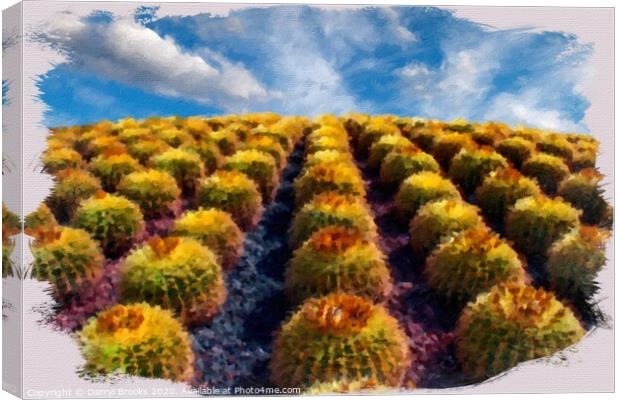 Rows of Cacti up Hill Painting Canvas Print by Darryl Brooks