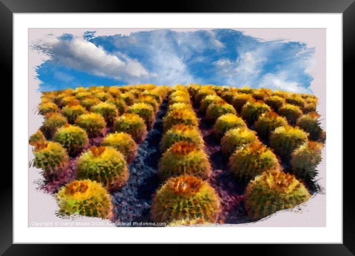 Rows of Cacti up Hill Painting Framed Mounted Print by Darryl Brooks