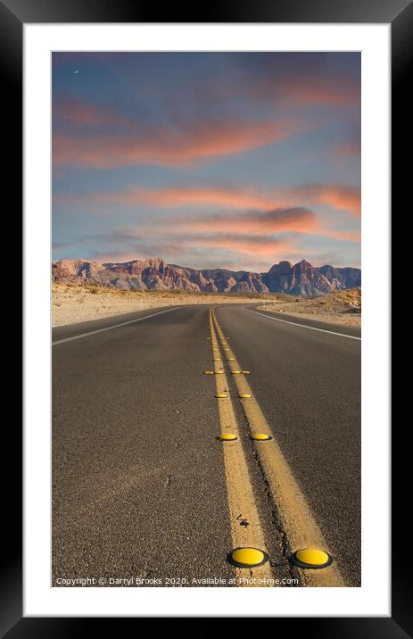 Road Into the Desert at Dusk Framed Mounted Print by Darryl Brooks