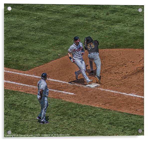 Safe at First Acrylic by Darryl Brooks
