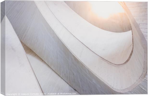Architectural background with curved lines of warm tones and light and white color. Canvas Print by Joaquin Corbalan