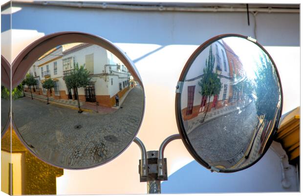 A street (traffic) mirror in Paradas, Seville Canvas Print by Jose Manuel Espigares Garc