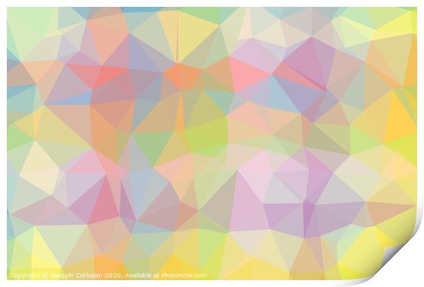 Gradient background with mosaic shape of triangular and square cells of various colors ideal for modern technology backgrounds. Print by Joaquin Corbalan