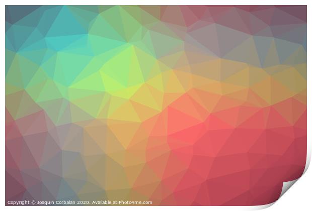 Gradient background with mosaic shape of triangular and square cells of various colors ideal for modern technology backgrounds. Print by Joaquin Corbalan