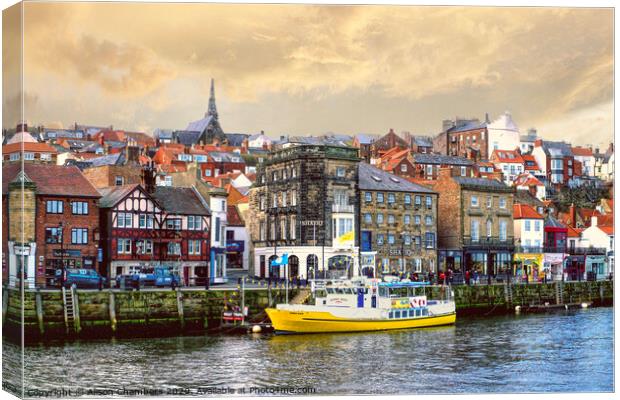 Whitby Harbour Scene Canvas Print by Alison Chambers