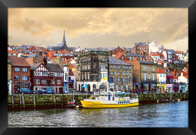 Whitby Harbour Scene Framed Print by Alison Chambers