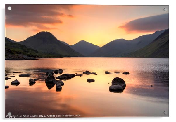 Wast Water Dawn Acrylic by Peter Lovatt  LRPS