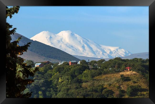 View On Mountain Elbrus Framed Print by Mikhail Pogosov